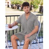 image:imageEkouaer Mens Pajamas Set Short Sleeve Sleepwear Button Down Soft Loungewear 2 Piece Pj Shorts Sets with PocketsLight Grey