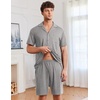 image:imageEkouaer Mens Pajamas Set Short Sleeve Sleepwear Button Down Soft Loungewear 2 Piece Pj Shorts Sets with PocketsLight Grey