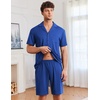 image:imageEkouaer Mens Pajamas Set Short Sleeve Sleepwear Button Down Soft Loungewear 2 Piece Pj Shorts Sets with PocketsNavy Blue