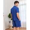 image:imageEkouaer Mens Pajamas Set Short Sleeve Sleepwear Button Down Soft Loungewear 2 Piece Pj Shorts Sets with PocketsNavy Blue