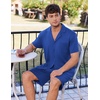 image:imageEkouaer Mens Pajamas Set Short Sleeve Sleepwear Button Down Soft Loungewear 2 Piece Pj Shorts Sets with PocketsNavy Blue