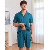 image:imageEkouaer Mens Pajamas Set Short Sleeve Sleepwear Button Down Soft Loungewear 2 Piece Pj Shorts Sets with PocketsOxford Blue