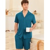 image:imageEkouaer Mens Pajamas Set Short Sleeve Sleepwear Button Down Soft Loungewear 2 Piece Pj Shorts Sets with PocketsOxford Blue