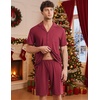 image:imageEkouaer Mens Pajamas Set Short Sleeve Sleepwear Button Down Soft Loungewear 2 Piece Pj Shorts Sets with PocketsWine Red