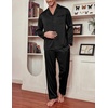 image:imageEkouaer Mens Silk Pajama Set Long Satin Loungewear 2 Piece Pjs Classic Button Down Sleepwear SXXLBlack