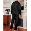 image:imageEkouaer Mens Silk Pajama Set Long Satin Loungewear 2 Piece Pjs Classic Button Down Sleepwear SXXLBlack