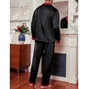 image:imageEkouaer Mens Silk Pajama Set Long Satin Loungewear 2 Piece Pjs Classic Button Down Sleepwear SXXLBlack Red