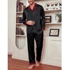 image:imageEkouaer Mens Silk Pajama Set Long Satin Loungewear 2 Piece Pjs Classic Button Down Sleepwear SXXLBlack Red