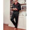 image:imageEkouaer Mens Silk Pajama Set Long Satin Loungewear 2 Piece Pjs Classic Button Down Sleepwear SXXLBlack Red