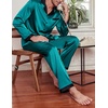 image:imageEkouaer Mens Silk Pajama Set Long Satin Loungewear 2 Piece Pjs Classic Button Down Sleepwear SXXLBlue Green