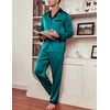 image:imageEkouaer Mens Silk Pajama Set Long Satin Loungewear 2 Piece Pjs Classic Button Down Sleepwear SXXLBlue Green