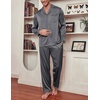 image:imageEkouaer Mens Silk Pajama Set Long Satin Loungewear 2 Piece Pjs Classic Button Down Sleepwear SXXLDark Grey