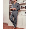 image:imageEkouaer Mens Silk Pajama Set Long Satin Loungewear 2 Piece Pjs Classic Button Down Sleepwear SXXLDark Grey