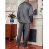 image:imageEkouaer Mens Silk Pajama Set Long Satin Loungewear 2 Piece Pjs Classic Button Down Sleepwear SXXLDark Grey