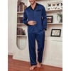 image:imageEkouaer Mens Silk Pajama Set Long Satin Loungewear 2 Piece Pjs Classic Button Down Sleepwear SXXLNavy Blue