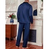 image:imageEkouaer Mens Silk Pajama Set Long Satin Loungewear 2 Piece Pjs Classic Button Down Sleepwear SXXLNavy Blue