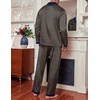 image:imageEkouaer Mens Silk Pajama Set Long Satin Loungewear 2 Piece Pjs Classic Button Down Sleepwear SXXLPat1clover