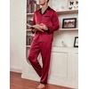 image:imageEkouaer Mens Silk Pajama Set Long Satin Loungewear 2 Piece Pjs Classic Button Down Sleepwear SXXLRed Black