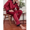 image:imageEkouaer Mens Silk Pajama Set Long Satin Loungewear 2 Piece Pjs Classic Button Down Sleepwear SXXLRed Black