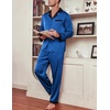 image:imageEkouaer Mens Silk Pajama Set Long Satin Loungewear 2 Piece Pjs Classic Button Down Sleepwear SXXLRoyal Blue