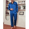 image:imageEkouaer Mens Silk Pajama Set Long Satin Loungewear 2 Piece Pjs Classic Button Down Sleepwear SXXLRoyal Blue