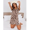 image:imageEkouaer Pajama Set for Women Short Sleeve Tops and Shorts Set 2 Piece Pjs Classic Loungewear with PocketsCartoon Brown Leopard