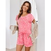 image:imageEkouaer Pajama Set for Women Short Sleeve Tops and Shorts Set 2 Piece Pjs Classic Loungewear with PocketsCartoon Pink Leopard Print