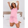 image:imageEkouaer Pajama Set for Women Short Sleeve Tops and Shorts Set 2 Piece Pjs Classic Loungewear with PocketsPink Dot