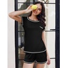 image:imageEkouaer Pajama Set for Women Short Sleeve Tops and Shorts Set 2 Piece Pjs Classic Loungewear with PocketsSolid Black