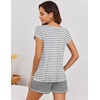 image:imageEkouaer Pajama Set for Women Short Sleeve Tops and Shorts Set 2 Piece Pjs Classic Loungewear with PocketsStripes Light Grey