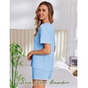 image:imageEkouaer Pajama Set for Women Viscose from Bamboo Short Sleeve Tops and Shorts Set 2 Piece Lounge SetBlue