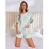 image:imageEkouaer Pajama Set for Women Viscose from Bamboo Short Sleeve Tops and Shorts Set 2 Piece Lounge SetDaisy Green