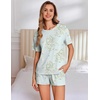 image:imageEkouaer Pajama Set for Women Viscose from Bamboo Short Sleeve Tops and Shorts Set 2 Piece Lounge SetDaisy Green
