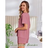 image:imageEkouaer Pajama Set for Women Viscose from Bamboo Short Sleeve Tops and Shorts Set 2 Piece Lounge SetDark Pink