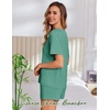 image:imageEkouaer Pajama Set for Women Viscose from Bamboo Short Sleeve Tops and Shorts Set 2 Piece Lounge SetGreen
