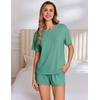 image:imageEkouaer Pajama Set for Women Viscose from Bamboo Short Sleeve Tops and Shorts Set 2 Piece Lounge SetGreen