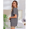 image:imageEkouaer Pajama Set for Women Viscose from Bamboo Short Sleeve Tops and Shorts Set 2 Piece Lounge SetGrey