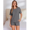 image:imageEkouaer Pajama Set for Women Viscose from Bamboo Short Sleeve Tops and Shorts Set 2 Piece Lounge SetGrey