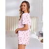 image:imageEkouaer Pajama Set for Women Viscose from Bamboo Short Sleeve Tops and Shorts Set 2 Piece Lounge SetLight Pink Cherry