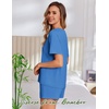image:imageEkouaer Pajama Set for Women Viscose from Bamboo Short Sleeve Tops and Shorts Set 2 Piece Lounge SetNavy Blue