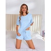 image:imageEkouaer Pajama Set for Women Viscose from Bamboo Short Sleeve Tops and Shorts Set 2 Piece Lounge SetOcean Blue