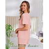 image:imageEkouaer Pajama Set for Women Viscose from Bamboo Short Sleeve Tops and Shorts Set 2 Piece Lounge SetPink