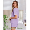 image:imageEkouaer Pajama Set for Women Viscose from Bamboo Short Sleeve Tops and Shorts Set 2 Piece Lounge SetPurple