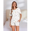 image:imageEkouaer Pajama Set for Women Viscose from Bamboo Short Sleeve Tops and Shorts Set 2 Piece Lounge SetWhiteflowers