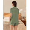 image:imageEkouaer Pajama for Women Set Short Sleeve Button Down Pajamas Sets Soft Lounge Sets for Women Sleepwear PJSArmy Green