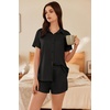 image:imageEkouaer Pajama for Women Set Short Sleeve Button Down Pajamas Sets Soft Lounge Sets for Women Sleepwear PJSBlack