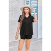 image:imageEkouaer Pajama for Women Set Short Sleeve Button Down Pajamas Sets Soft Lounge Sets for Women Sleepwear PJSBlack