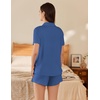 image:imageEkouaer Pajama for Women Set Short Sleeve Button Down Pajamas Sets Soft Lounge Sets for Women Sleepwear PJSBlue