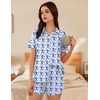 image:imageEkouaer Pajama for Women Set Short Sleeve Button Down Pajamas Sets Soft Lounge Sets for Women Sleepwear PJSBlue Monkey