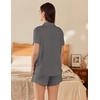 image:imageEkouaer Pajama for Women Set Short Sleeve Button Down Pajamas Sets Soft Lounge Sets for Women Sleepwear PJSGray